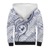 Hawaii Plumeria Lokelani Pikake Lei Sherpa Hoodie Navy Blue Polynesian Tattoo LT9 - Polynesian Pride