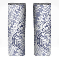 Hawaii Plumeria Lokelani Pikake Lei Skinny Tumbler Navy Blue Polynesian Tattoo LT9 Navy Blue - Polynesian Pride