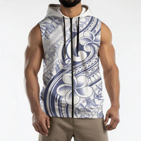 Hawaii Plumeria Lokelani Pikake Lei Sleeveless Zip Hoodie Navy Blue Polynesian Tattoo LT9 - Polynesian Pride