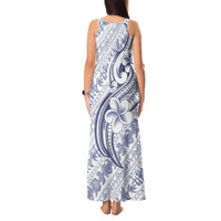 Hawaii Plumeria Lokelani Pikake Lei Tank Maxi Dress Navy Blue Polynesian Tattoo LT9 - Polynesian Pride