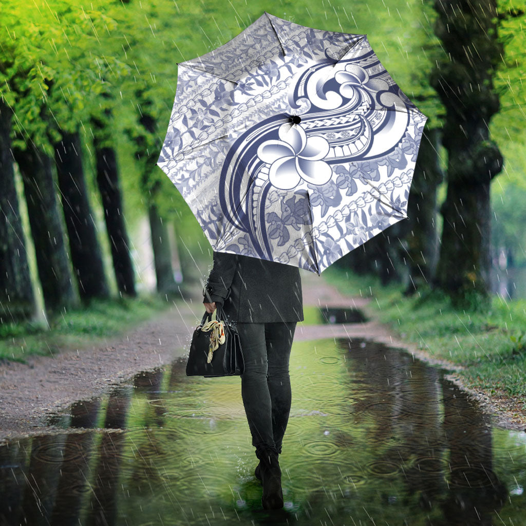 Hawaii Plumeria Lokelani Pikake Lei Umbrella Navy Blue Polynesian Tattoo LT9 - Polynesian Pride
