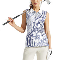 Hawaii Plumeria Lokelani Pikake Lei Women Sleeveless Polo Shirt Navy Blue Polynesian Tattoo LT9 - Polynesian Pride