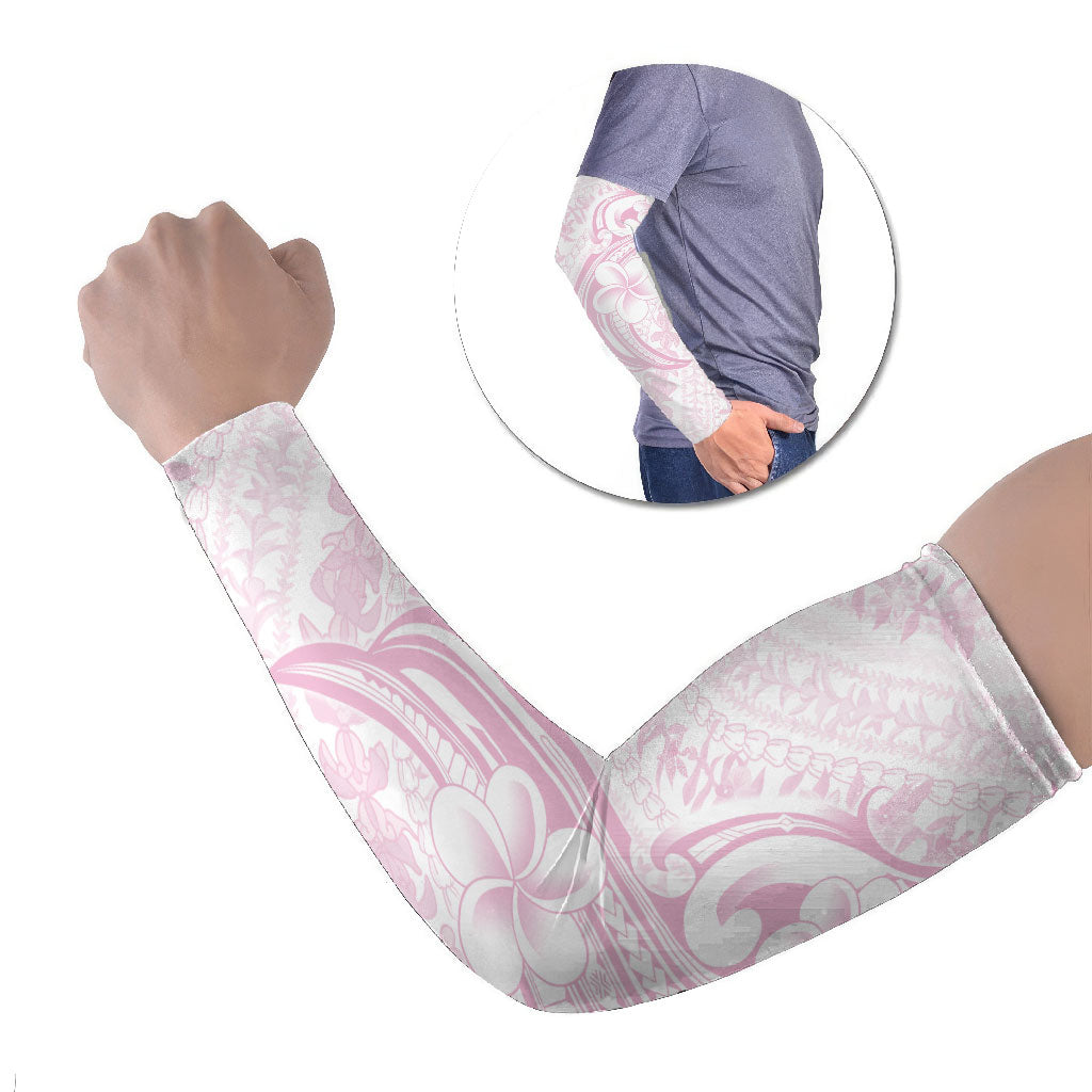 Hawaii Plumeria Lokelani Pikake Lei Arm Sleeves Poni Mama Polynesian Tattoo LT9 Set of 2 Pink - Polynesian Pride