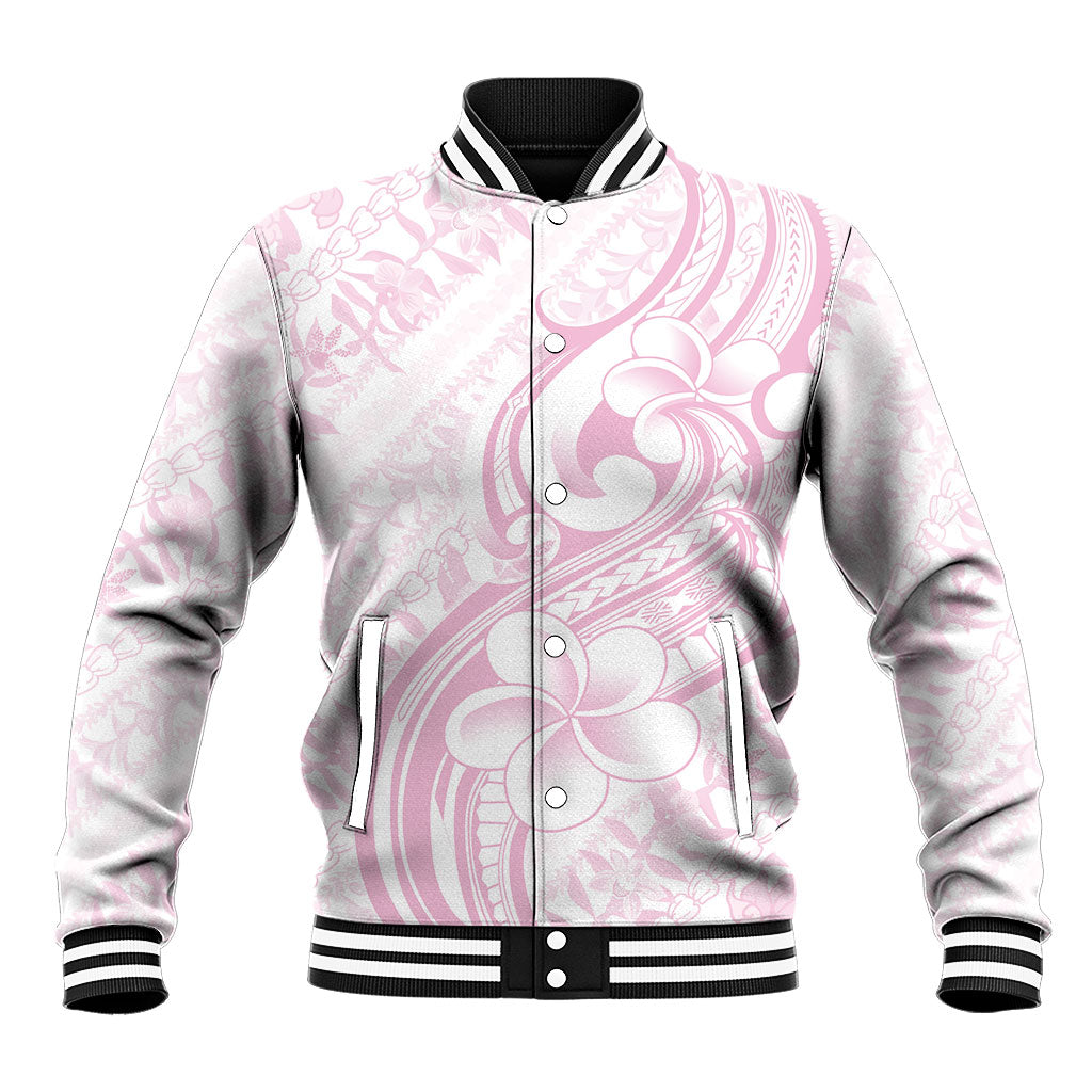 Hawaii Plumeria Lokelani Pikake Lei Baseball Jacket Poni Mama Polynesian Tattoo LT9 Unisex Pink - Polynesian Pride
