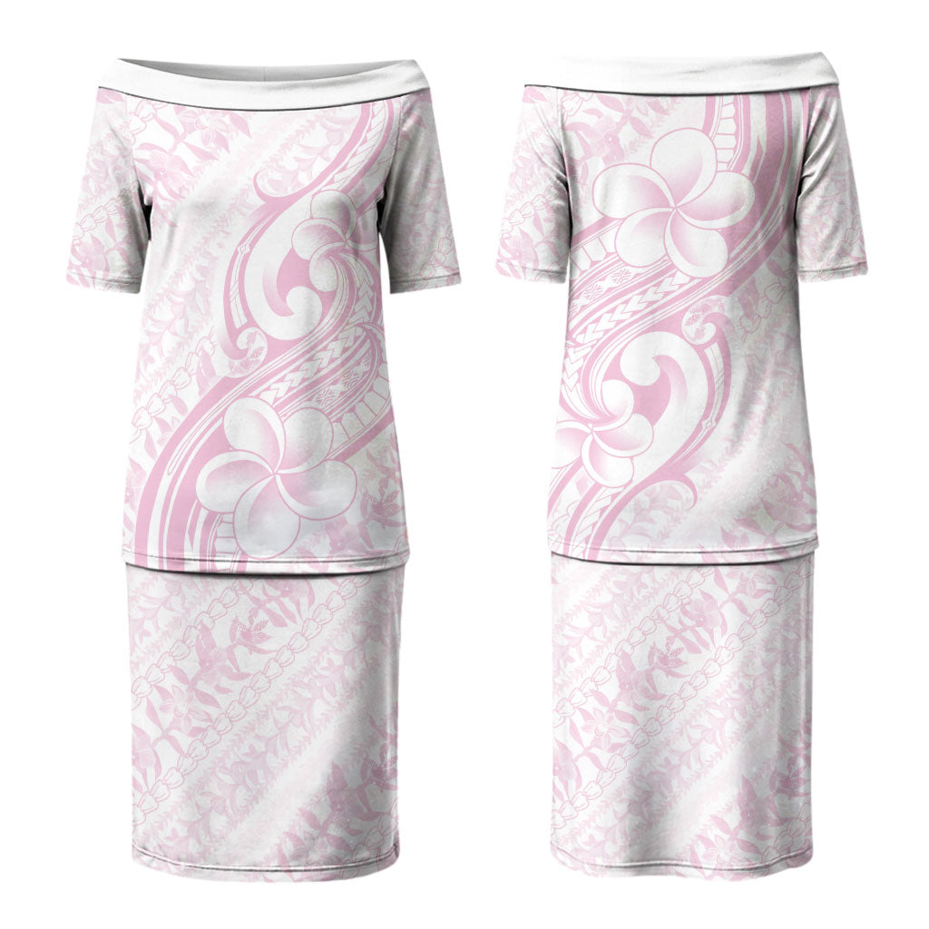 Hawaii Plumeria Lokelani Pikake Lei Couples Matching Puletasi and Long Sleeve Button Shirt Poni Mama Polynesian Tattoo LT9 - Polynesian Pride