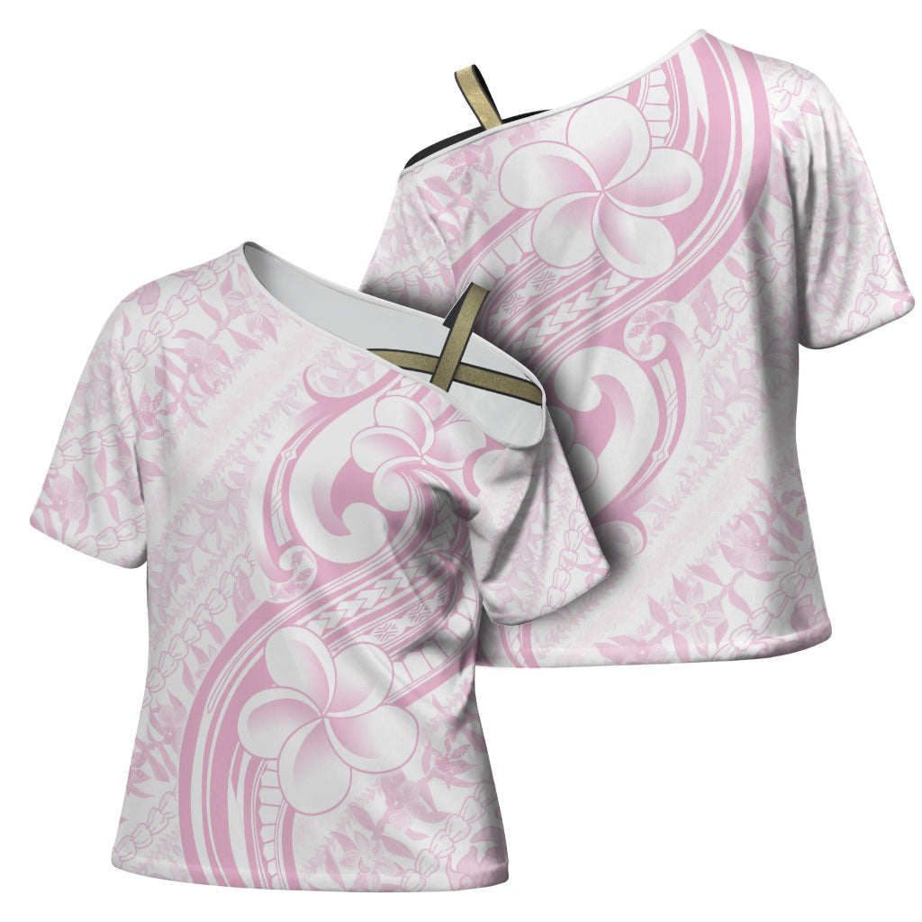 Hawaii Plumeria Lokelani Pikake Lei Cross Shoulder Shirt Poni Mama Polynesian Tattoo LT9 - Polynesian Pride