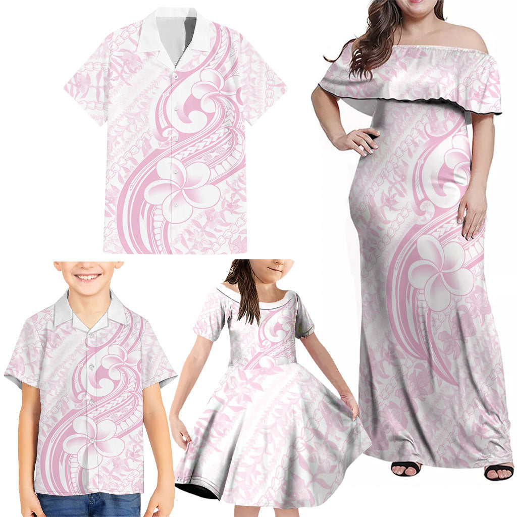 Hawaii Plumeria Lokelani Pikake Lei Family Matching Off Shoulder Maxi Dress and Hawaiian Shirt Poni Mama Polynesian Tattoo LT9 - Polynesian Pride