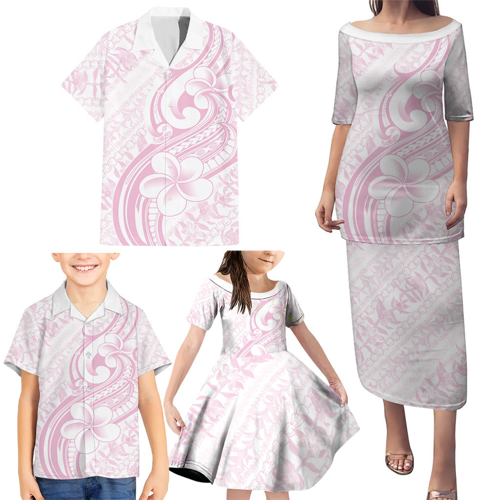 Hawaii Plumeria Lokelani Pikake Lei Family Matching Puletasi and Hawaiian Shirt Poni Mama Polynesian Tattoo LT9 - Polynesian Pride