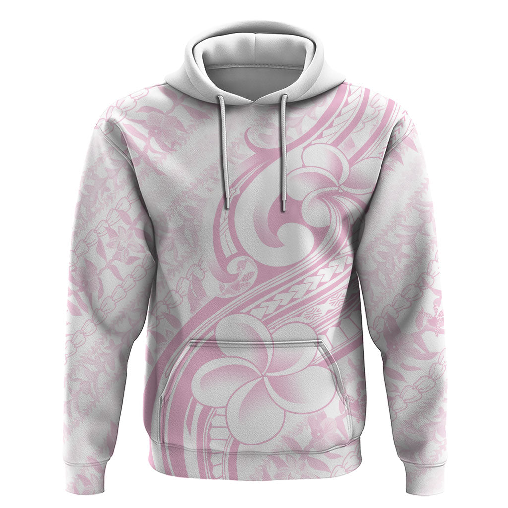 Hawaii Plumeria Lokelani Pikake Lei Hoodie Poni Mama Polynesian Tattoo LT9 Pullover Hoodie Pink - Polynesian Pride