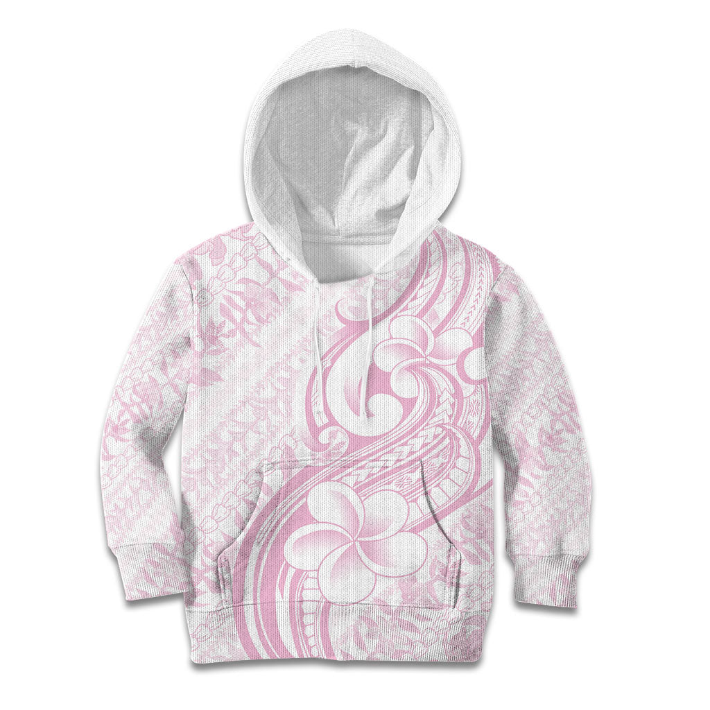 Hawaii Plumeria Lokelani Pikake Lei Kid Hoodie Poni Mama Polynesian Tattoo LT9 Hoodie Pink - Polynesian Pride