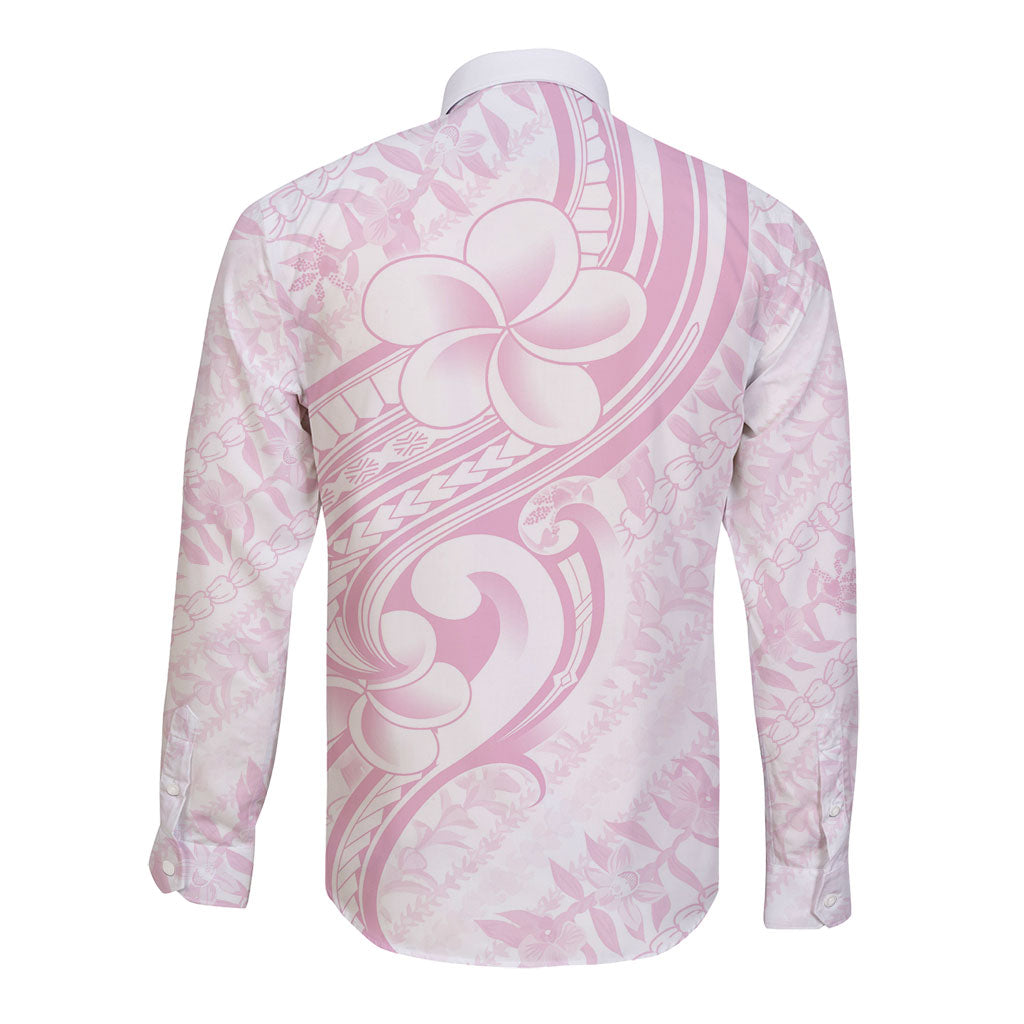 Hawaii Plumeria Lokelani Pikake Lei Long Sleeve Button Shirt Poni Mama Polynesian Tattoo