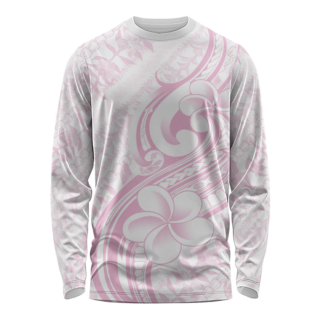 Hawaii Plumeria Lokelani Pikake Lei Long Sleeve Shirt Poni Mama Polynesian Tattoo LT9 Unisex Pink - Polynesian Pride