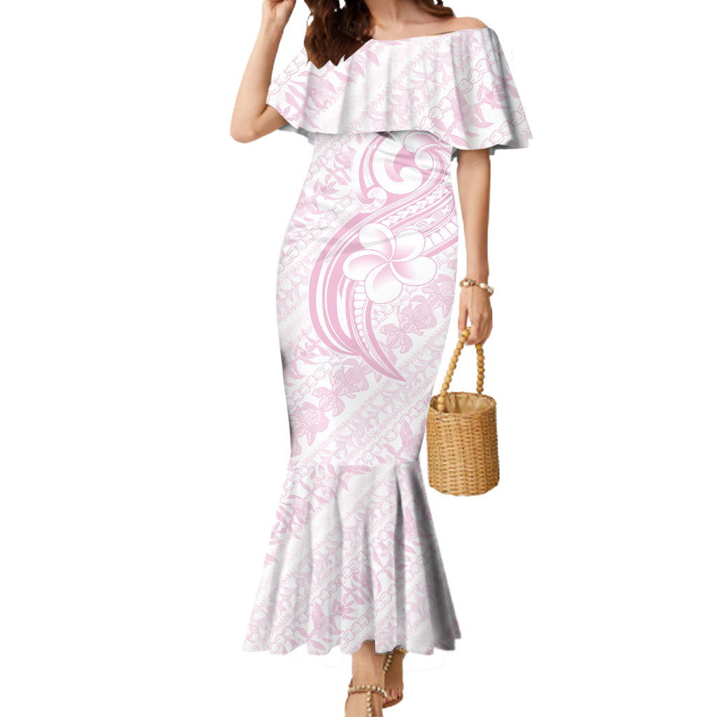Hawaii Plumeria Lokelani Pikake Lei Mermaid Dress Poni Mama Polynesian Tattoo LT9 Women Pink - Polynesian Pride