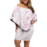 Hawaii Plumeria Lokelani Pikake Lei Off Shoulder Short Dress Poni Mama Polynesian Tattoo LT9 Women Pink - Polynesian Pride
