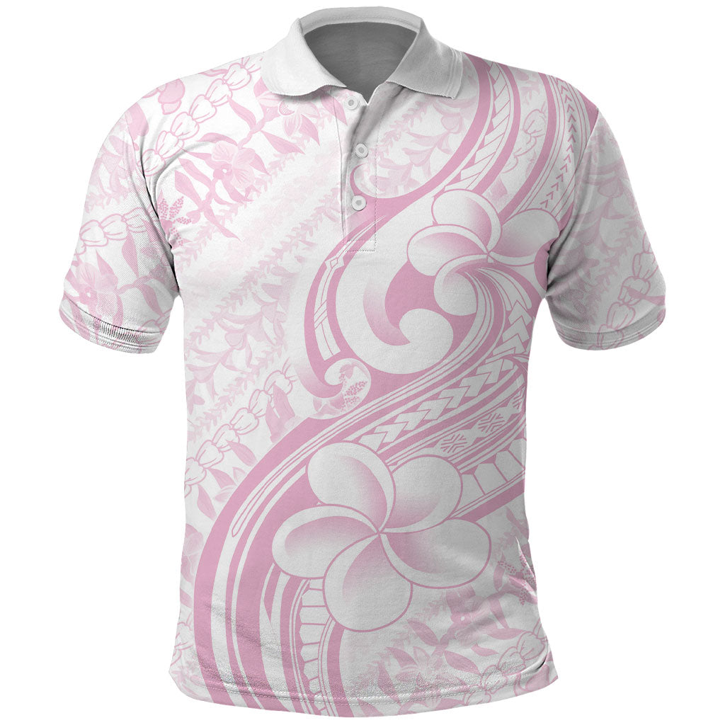 Hawaii Plumeria Lokelani Pikake Lei Polo Shirt Poni Mama Polynesian Tattoo LT9 Pink - Polynesian Pride