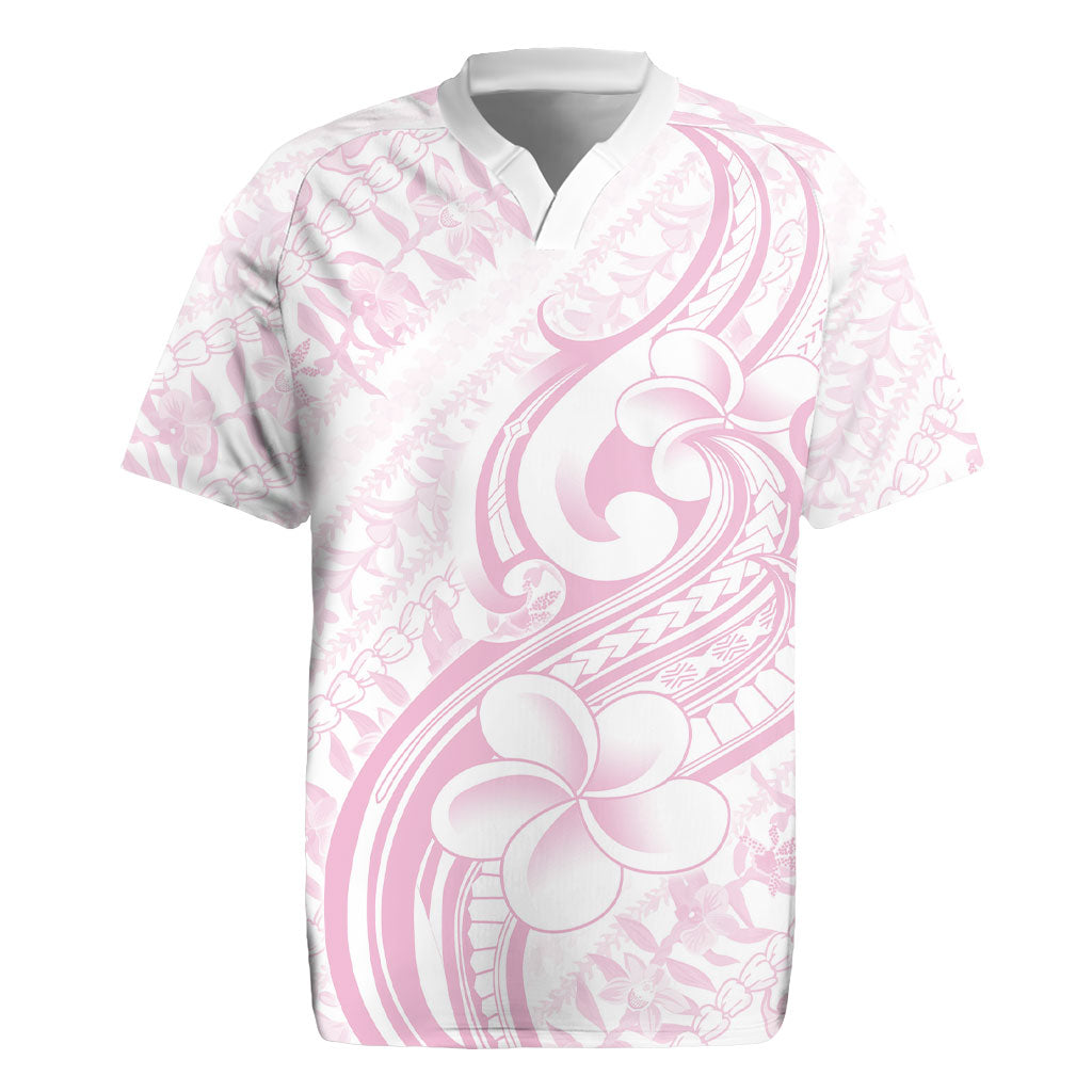 Hawaii Plumeria Lokelani Pikake Lei Rugby Jersey Poni Mama Polynesian Tattoo LT9 Pink - Polynesian Pride