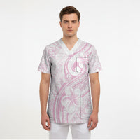 Hawaii Plumeria Lokelani Pikake Lei Scrub Top Poni Mama Polynesian Tattoo LT9 - Polynesian Pride