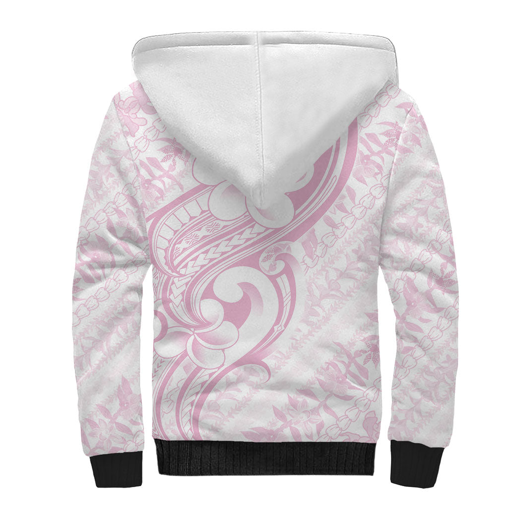 Hawaii Plumeria Lokelani Pikake Lei Sherpa Hoodie Poni Mama Polynesian Tattoo LT9 - Polynesian Pride