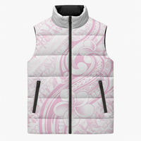 Hawaii Plumeria Lokelani Pikake Lei Sleeveless Puffer Jacket Poni Mama Polynesian Tattoo