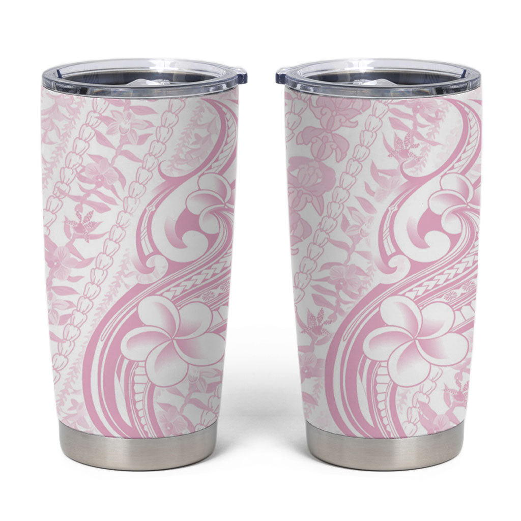 Hawaii Plumeria Lokelani Pikake Lei Tumbler Cup Poni Mama Polynesian Tattoo LT9 Pink - Polynesian Pride