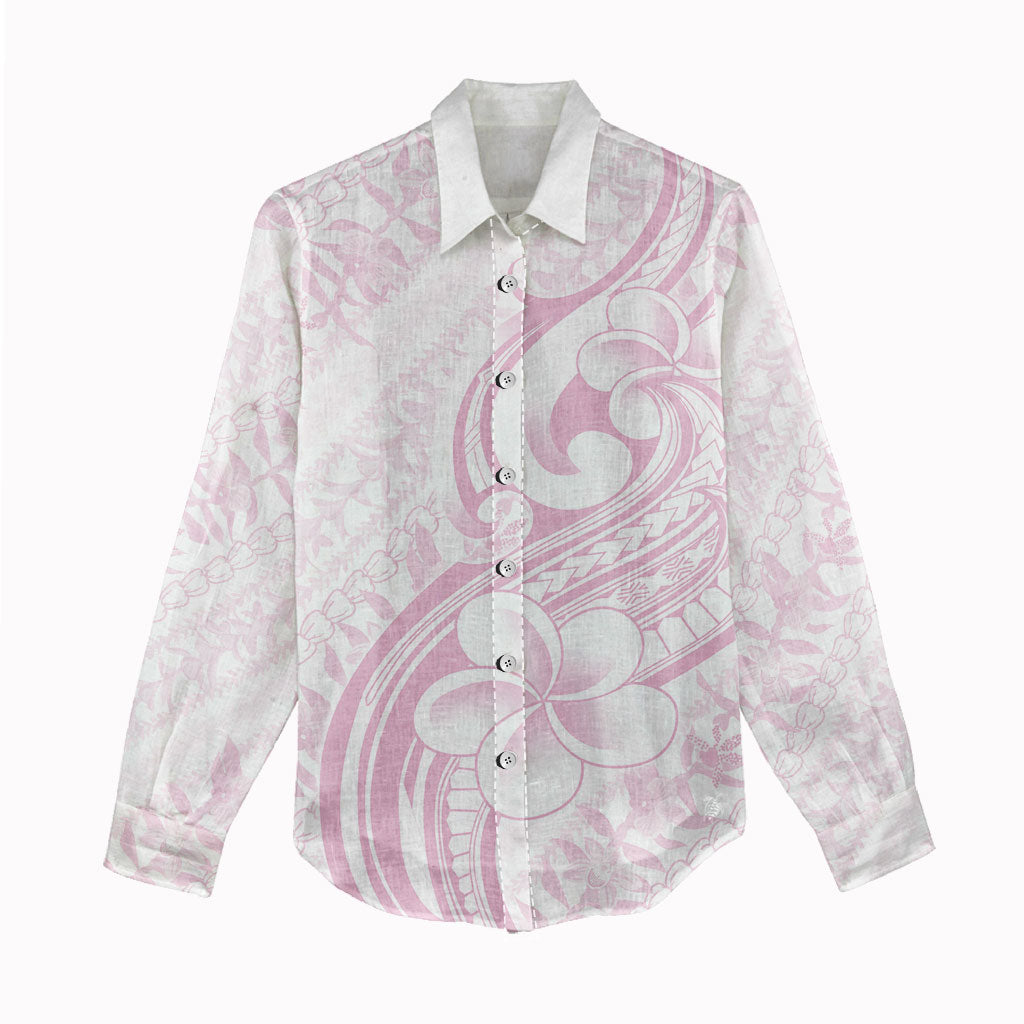 Hawaii Plumeria Lokelani Pikake Lei Women Casual Shirt Poni Mama Polynesian Tattoo LT9 - Polynesian Pride