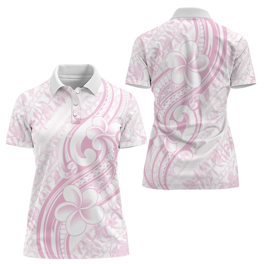 Hawaii Plumeria Lokelani Pikake Lei Women Polo Shirt Poni Mama Polynesian Tattoo LT9 - Polynesian Pride