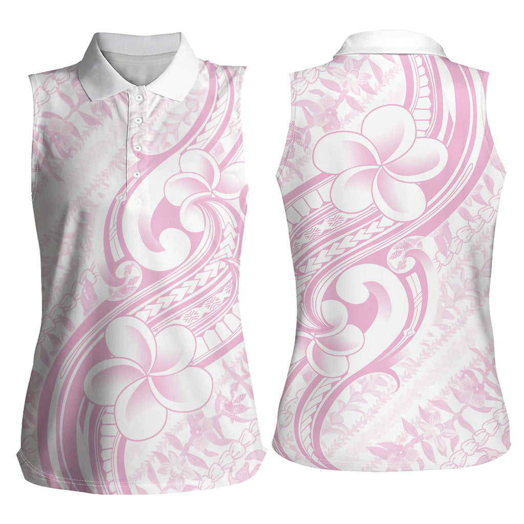 Hawaii Plumeria Lokelani Pikake Lei Women Sleeveless Polo Shirt Poni Mama Polynesian Tattoo LT9 - Polynesian Pride