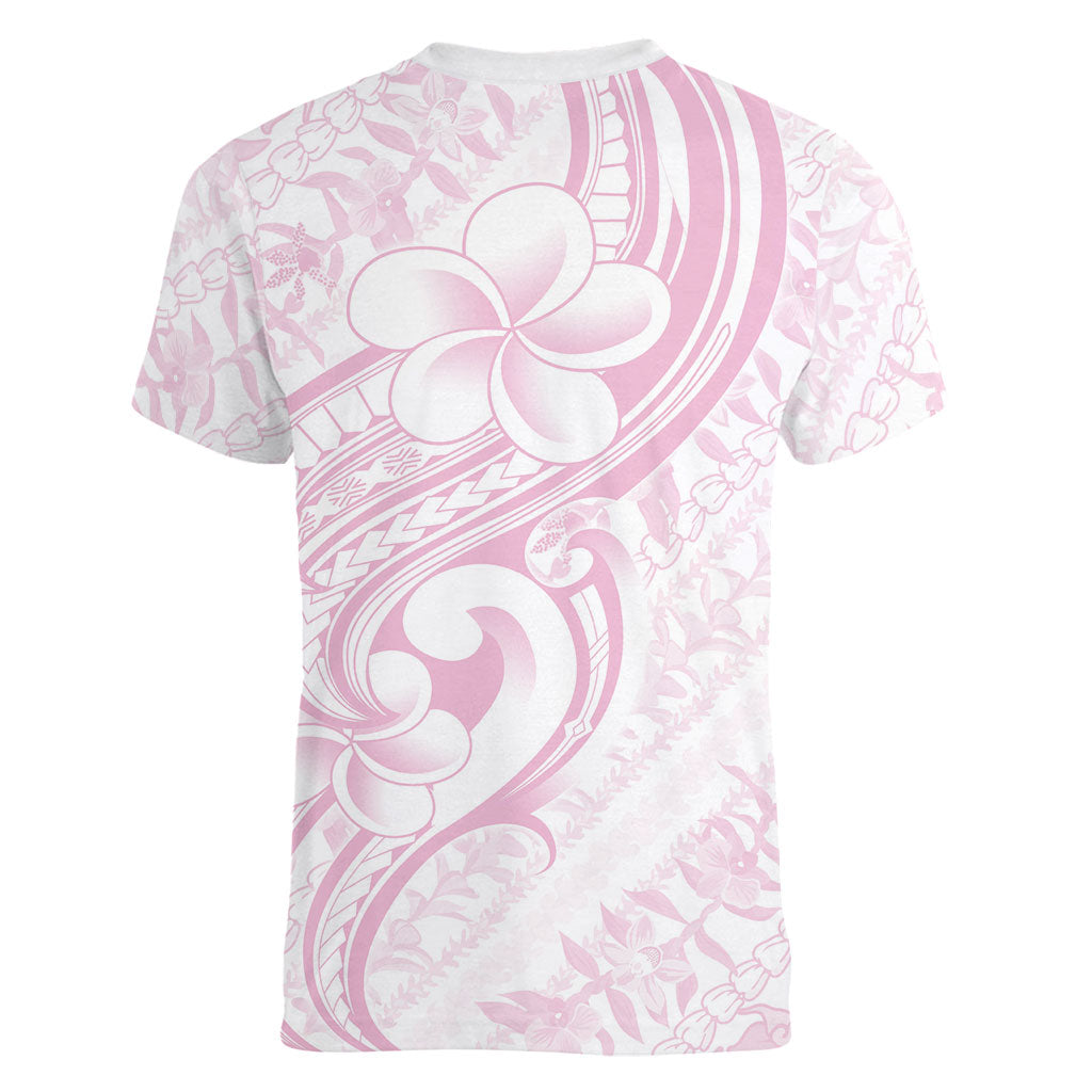 Hawaii Plumeria Lokelani Pikake Lei Women V-Neck T-Shirt Poni Mama Polynesian Tattoo LT9 - Polynesian Pride