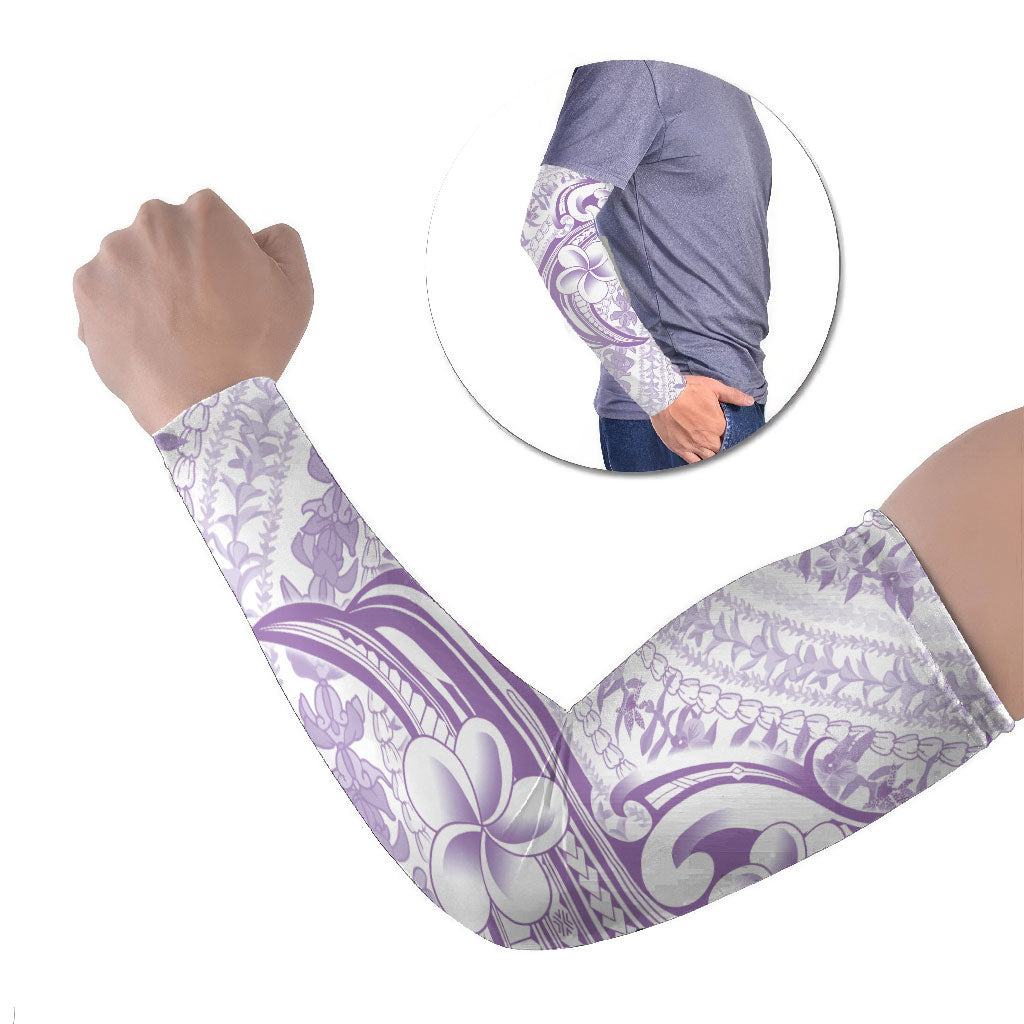Hawaii Plumeria Lokelani Pikake Lei Arm Sleeves Poni Polynesian Tattoo LT9 Set of 2 Purple - Polynesian Pride