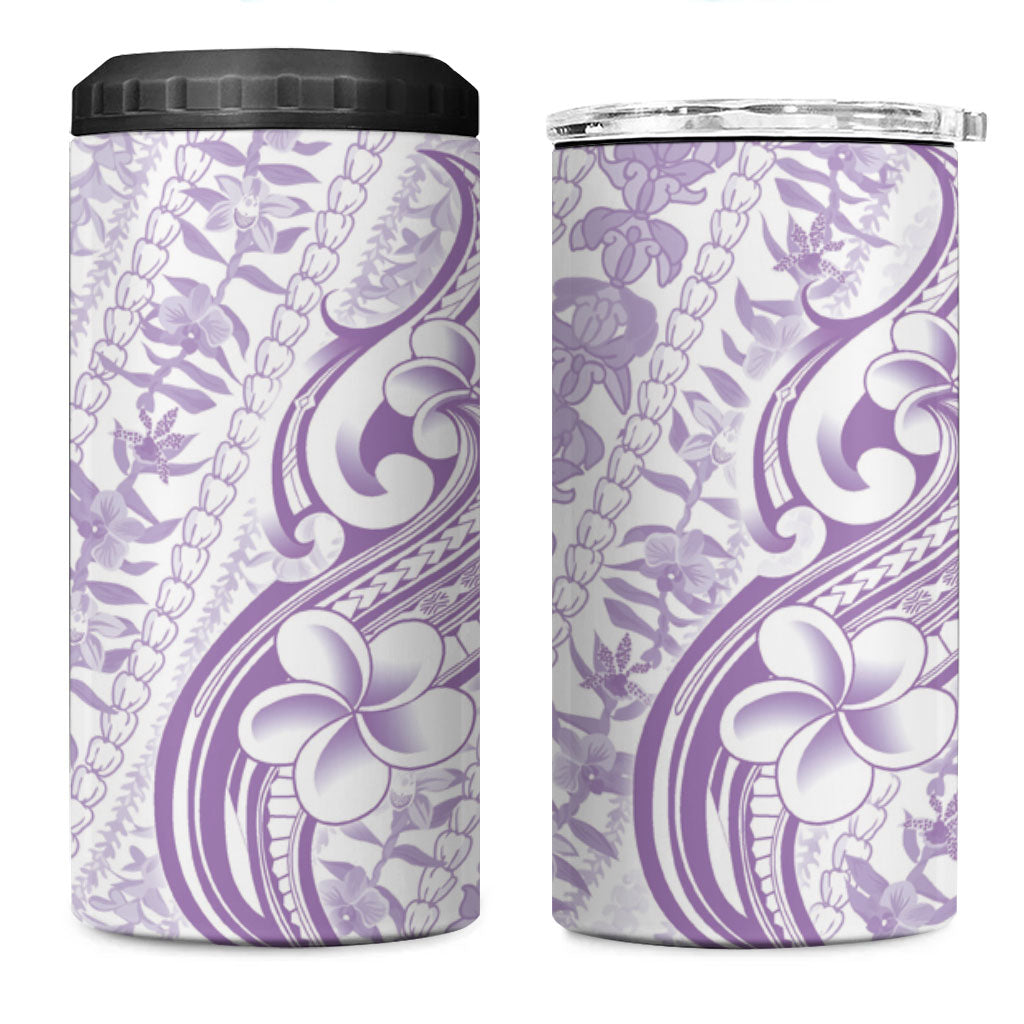 Hawaii Plumeria Lokelani Pikake Lei 4 in 1 Can Cooler Tumbler Poni Polynesian Tattoo LT9 One Size: 16 oz Purple - Polynesian Pride
