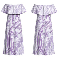 Hawaii Plumeria Lokelani Pikake Lei Couples Matching Off Shoulder Maxi Dress and Long Sleeve Button Shirt Poni Polynesian Tattoo LT9 - Polynesian Pride