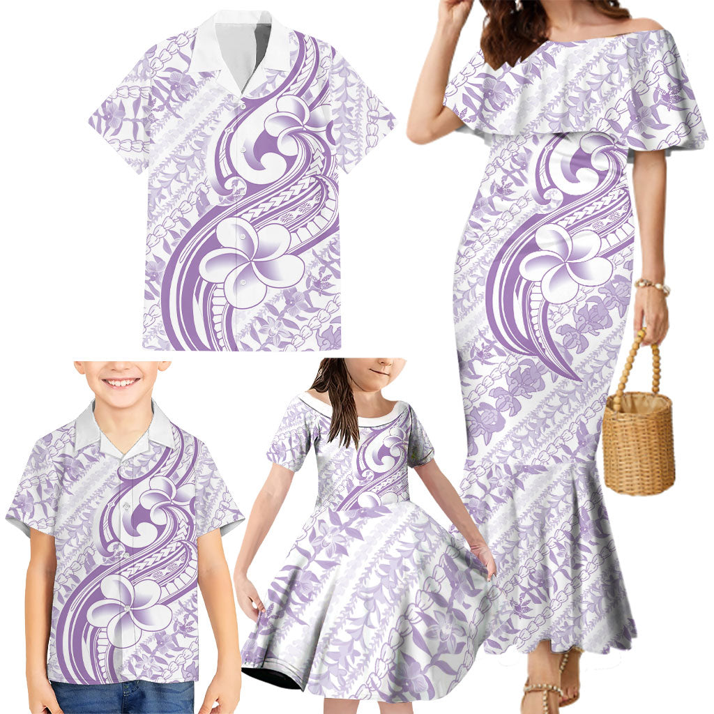 Hawaii Plumeria Lokelani Pikake Lei Family Matching Mermaid Dress and Hawaiian Shirt Poni Polynesian Tattoo LT9 - Polynesian Pride