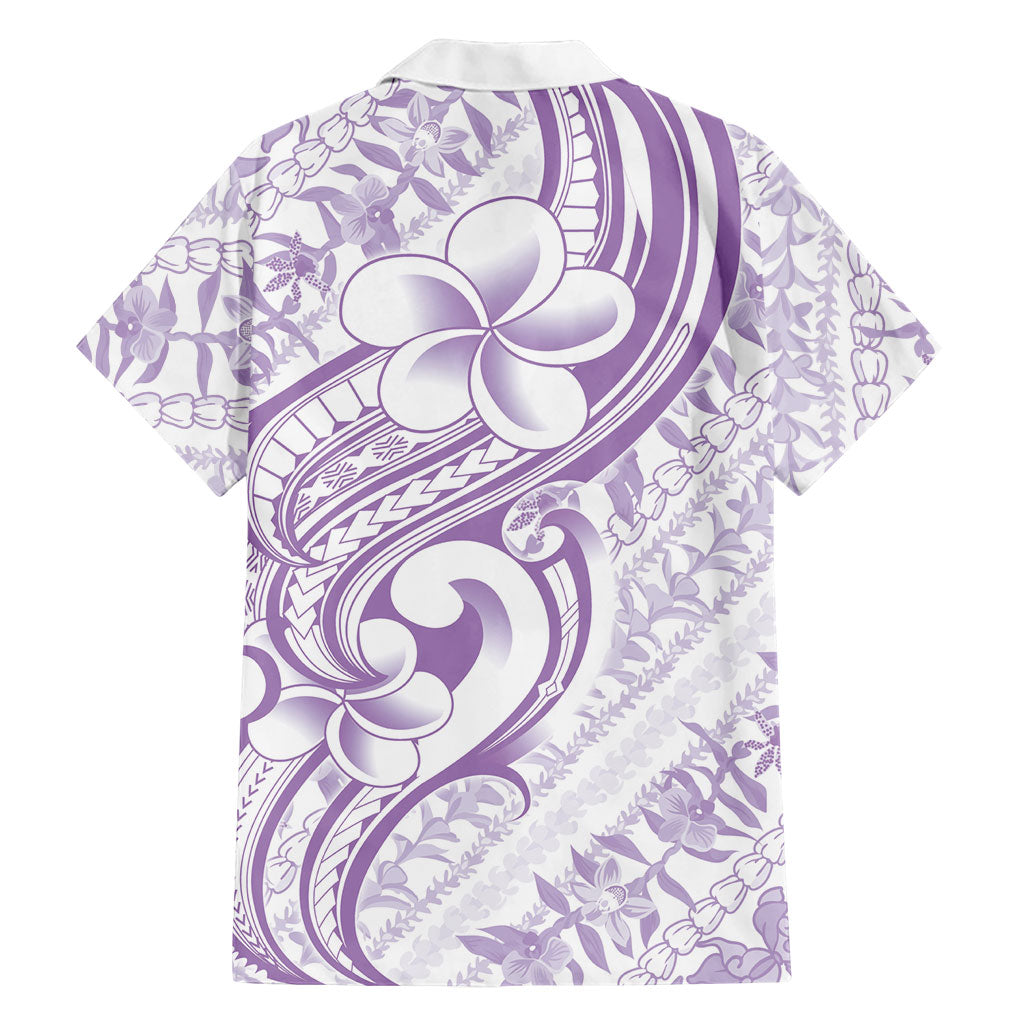 Hawaii Plumeria Lokelani Pikake Lei Family Matching Off The Shoulder Long Sleeve Dress and Hawaiian Shirt Poni Polynesian Tattoo LT9 - Polynesian Pride