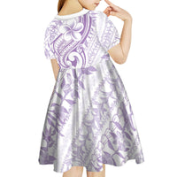 Hawaii Plumeria Lokelani Pikake Lei Kid Short Sleeve Dress Poni Polynesian Tattoo LT9 - Polynesian Pride