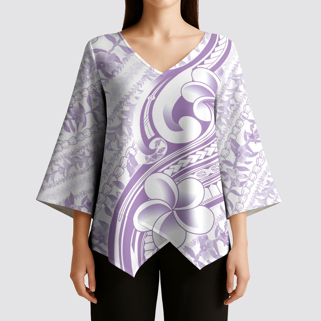 Hawaii Plumeria Lokelani Pikake Lei Kimono Sleeve Blouse Poni Polynesian Tattoo