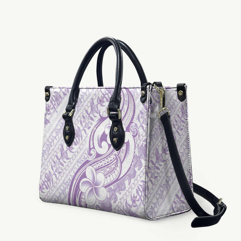 Hawaii Plumeria Lokelani Pikake Lei Leather Bag Poni Polynesian Tattoo LT9 Purple - Polynesian Pride
