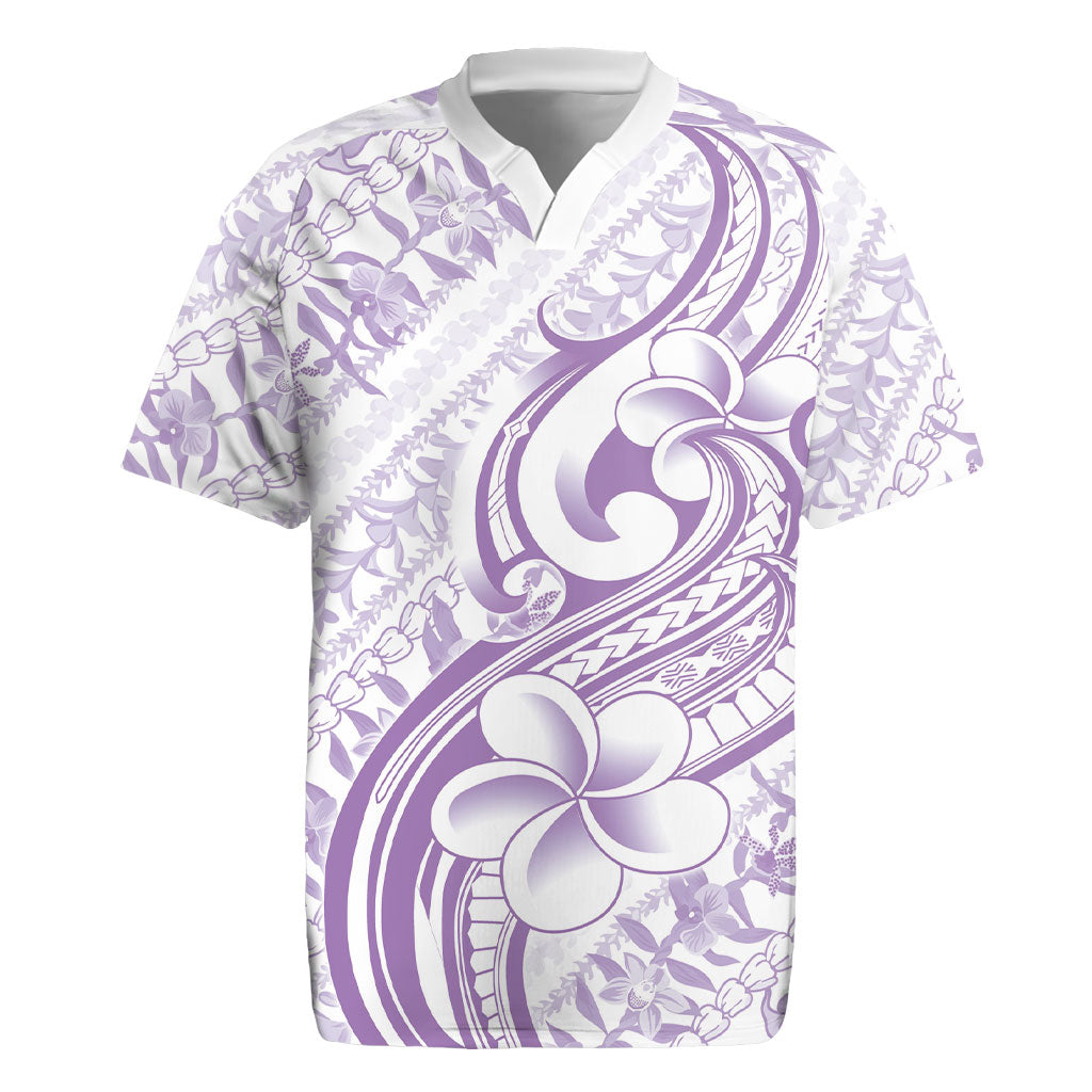 Hawaii Plumeria Lokelani Pikake Lei Rugby Jersey Poni Polynesian Tattoo