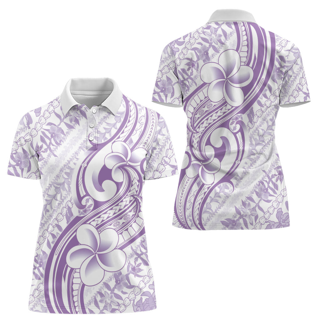 Hawaii Plumeria Lokelani Pikake Lei Women Polo Shirt Poni Polynesian Tattoo LT9 - Polynesian Pride