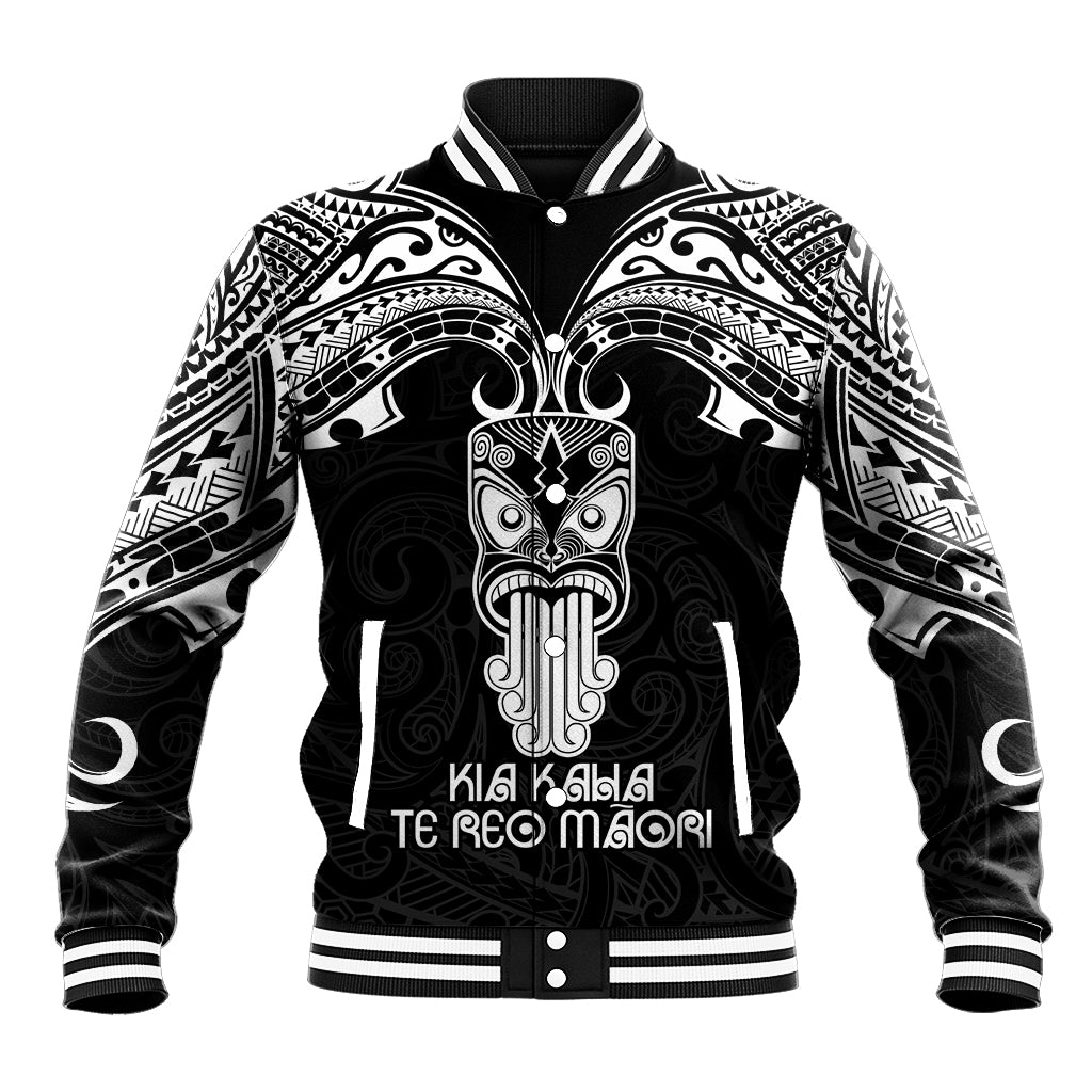 Personalised New Zealand Te Reo Maori Baseball Jacket Kia Kaha Maori Language Week Black Style LT9 Unisex Black - Polynesian Pride