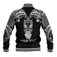 Personalised New Zealand Te Reo Maori Baseball Jacket Kia Kaha Maori Language Week Black Style LT9 - Polynesian Pride