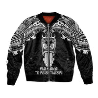 Personalised New Zealand Te Reo Maori Bomber Jacket Kia Kaha Maori Language Week Black Style LT9 Unisex Black - Polynesian Pride