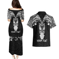 Personalised New Zealand Te Reo Maori Couples Matching Puletasi Dress and Hawaiian Shirt Kia Kaha Maori Language Week Black Style LT9 - Polynesian Pride