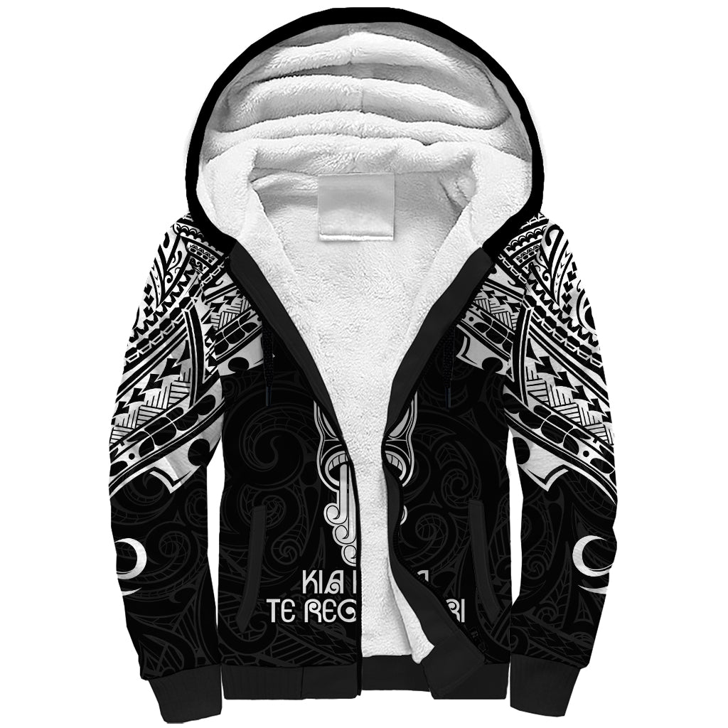 Personalised New Zealand Te Reo Maori Sherpa Hoodie Kia Kaha Maori Language Week Black Style LT9 Unisex Black - Polynesian Pride