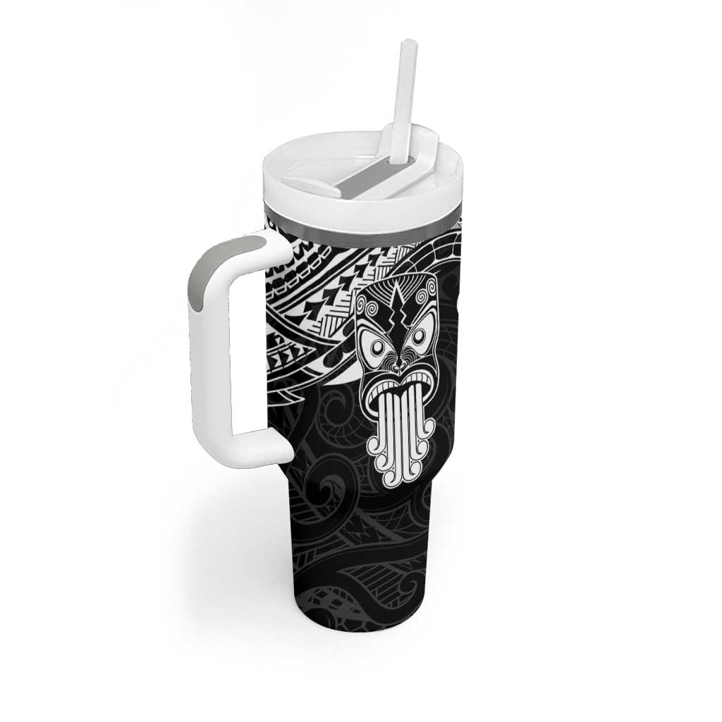 Personalised New Zealand Te Reo Maori Tumbler With Handle Kia Kaha Maori Language Week Black Style LT9 - Polynesian Pride