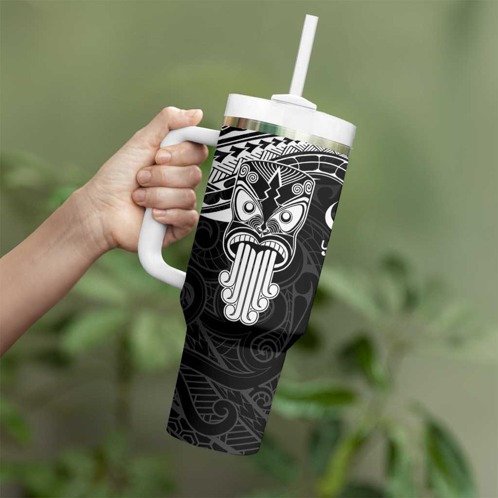 Personalised New Zealand Te Reo Maori Tumbler With Handle Kia Kaha Maori Language Week Black Style LT9 - Polynesian Pride