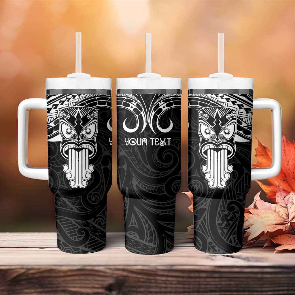 Personalised New Zealand Te Reo Maori Tumbler With Handle Kia Kaha Maori Language Week Black Style LT9 - Polynesian Pride