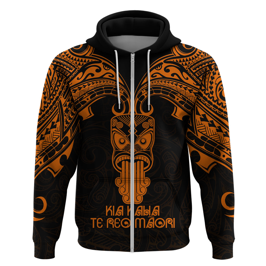 Personalised New Zealand Te Reo Maori Hoodie Kia Kaha Maori Language Week Gold Style LT9 - Polynesian Pride