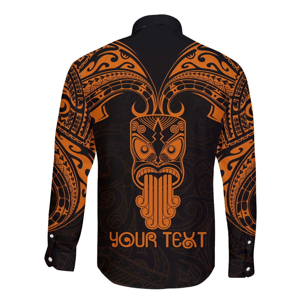 Personalised New Zealand Te Reo Maori Long Sleeve Button Shirt Kia Kaha Maori Language Week Gold Style LT9 - Polynesian Pride