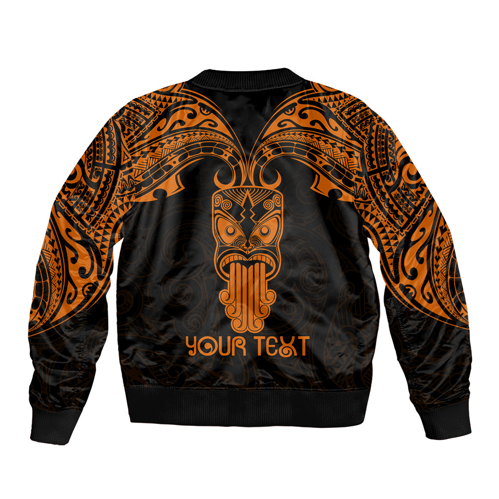 Personalised New Zealand Te Reo Maori Sleeve Zip Bomber Jacket Kia Kaha Maori Language Week Gold Style LT9 - Polynesian Pride