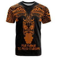 Personalised New Zealand Te Reo Maori T Shirt Kia Kaha Maori Language Week Gold Style LT9 Gold - Polynesian Pride